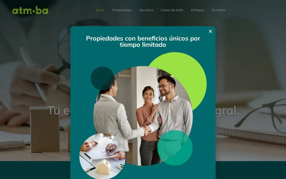 Página de inicio de atmoba.com, sitio de ATMOBA