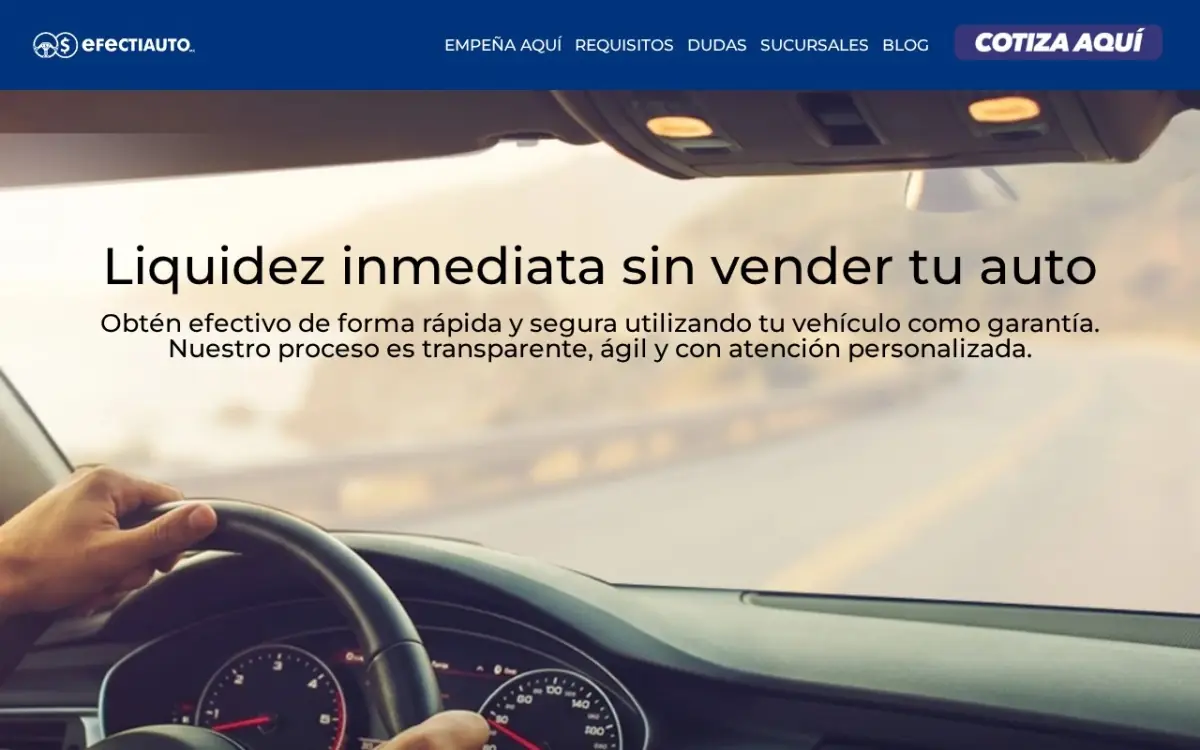 Página de inicio de efectiauto.com.mx, sitio de Efectiauto
