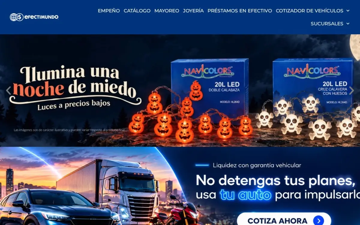 Captura de la página de inicio de Efectimundo, uno de los casos de éxito de marketing digital de Kraken en servicios financieros al consumidor