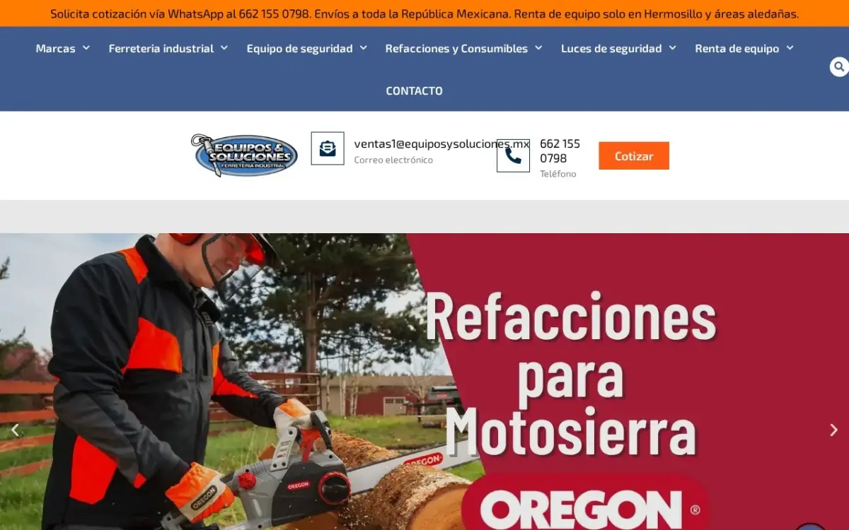 Página de inicio de equiposysoluciones.mx, sitio de Equipos y Soluciones
