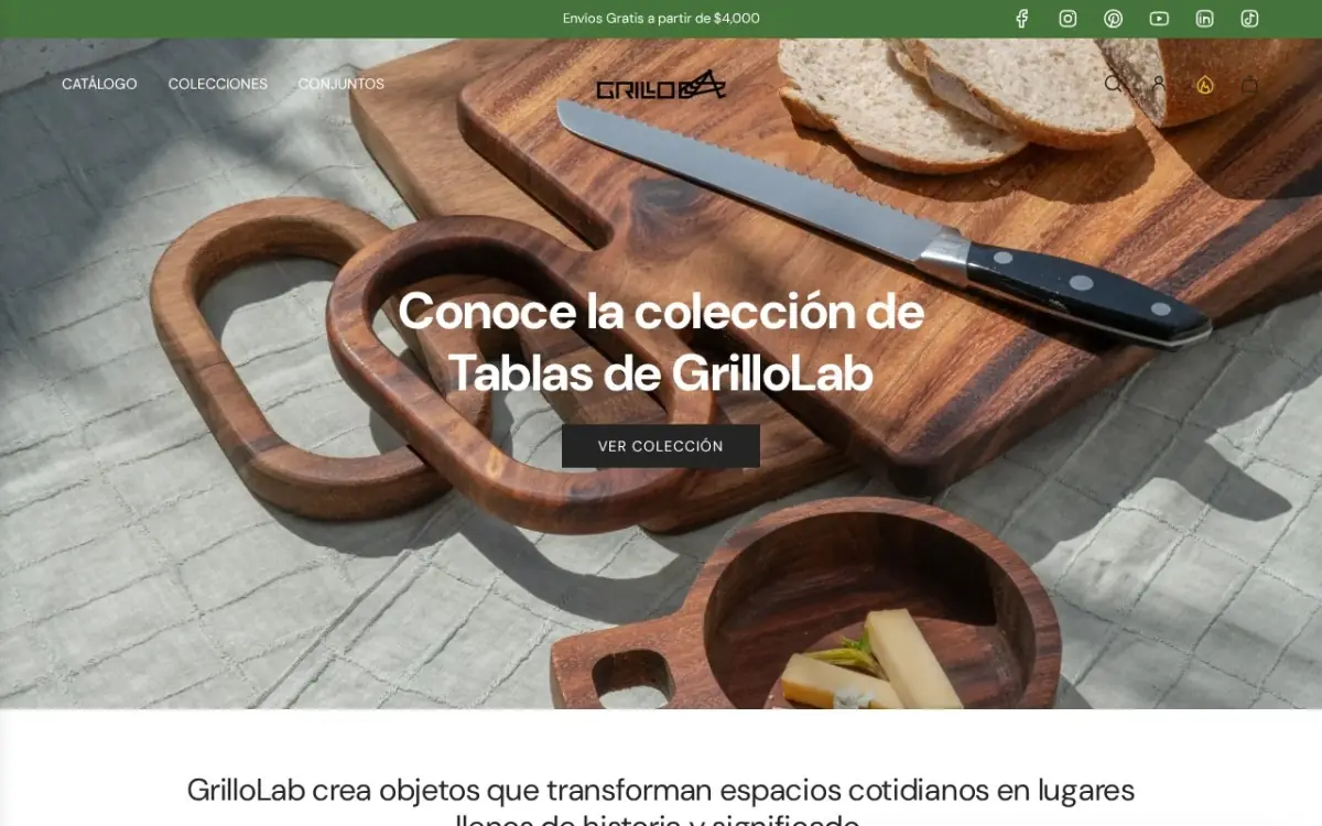 Página de inicio de grillolab.mx, sitio de GrilloLab