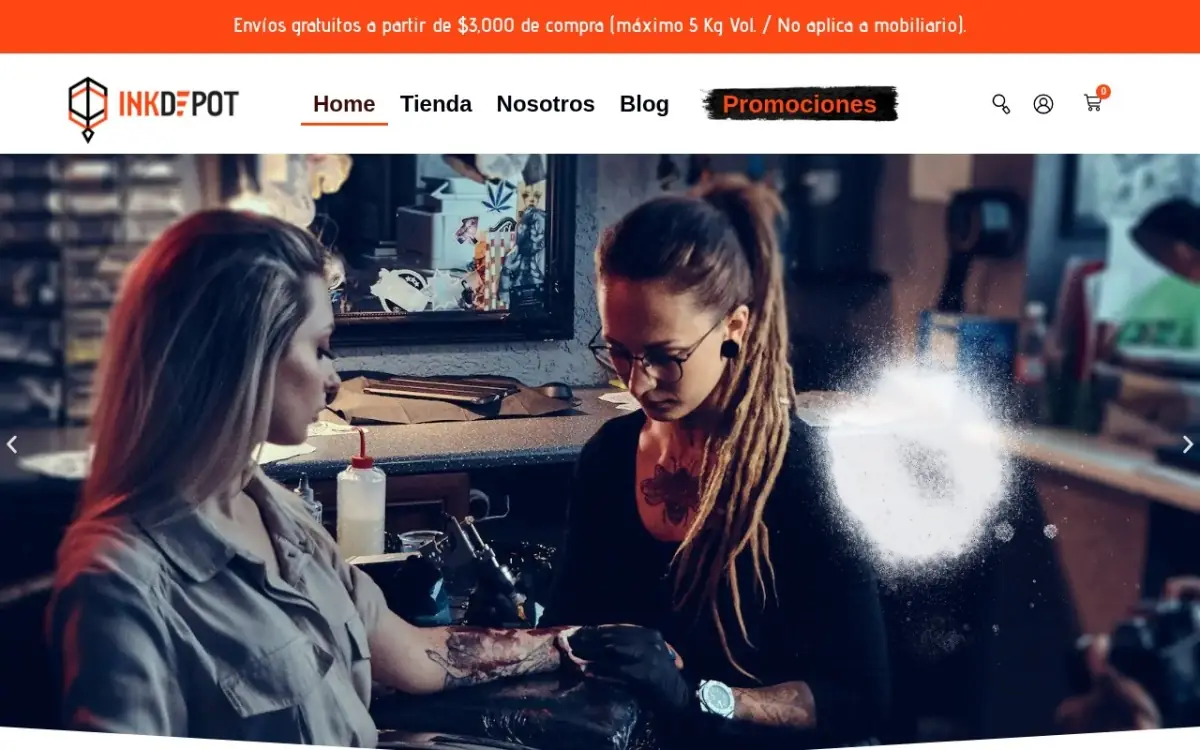 Página de inicio de inkdepotshop.com, sitio de Ink Depot