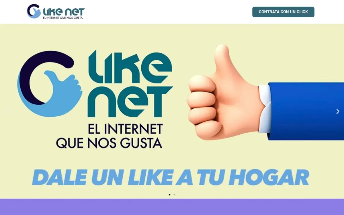 Página de inicio de likenet.mx, sitio de Like Net