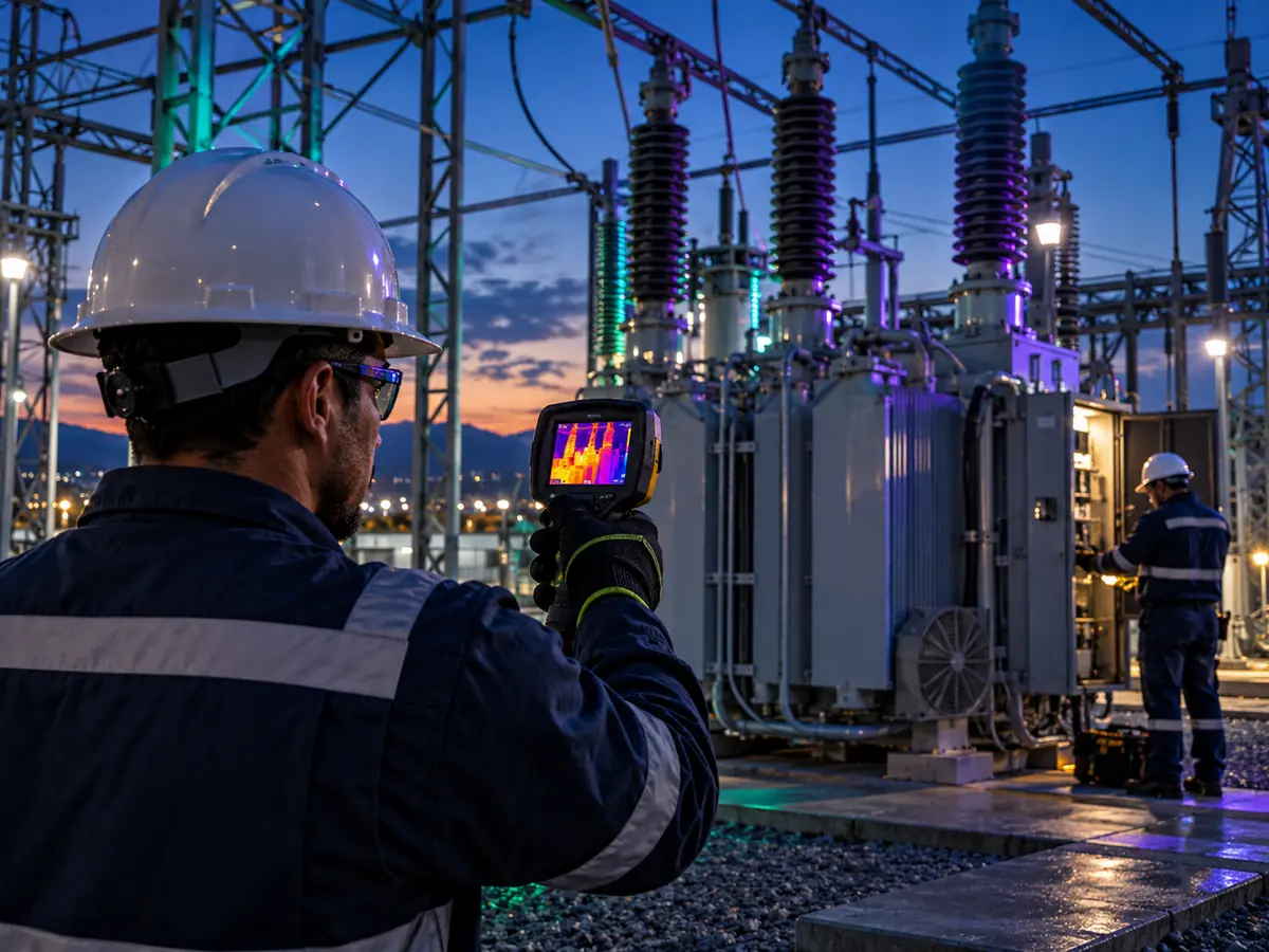 Marketing para mantenimiento eléctrico industrial: técnico realiza termografía a equipo eléctrico